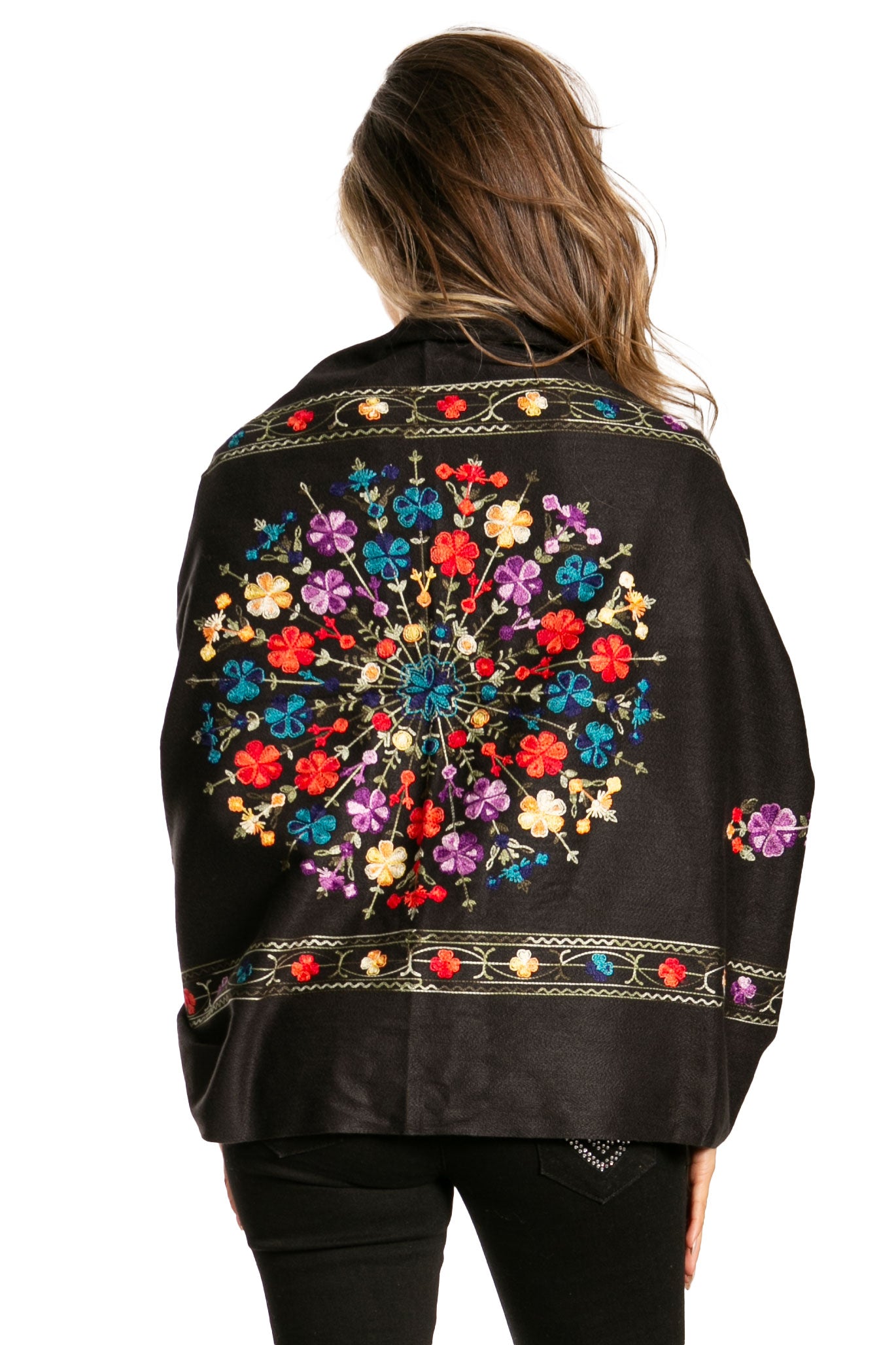 Sakkas Ginata Women's Large Casual Super Soft Embroidery Scarf Shawl Wrap Stole - Concordia Style Boutique