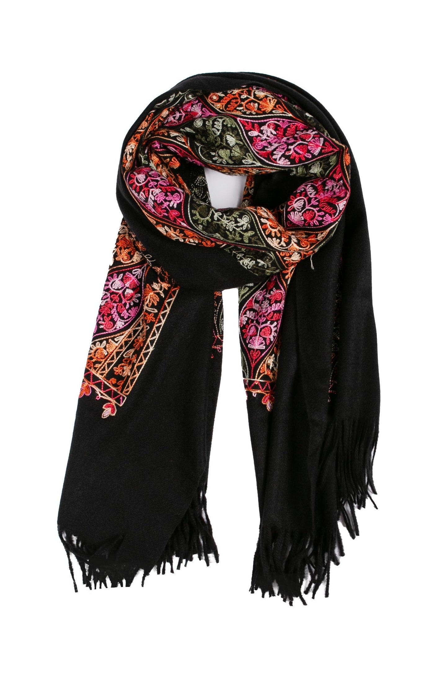Sakkas Ginata Women's Large Casual Super Soft Embroidery Scarf Shawl Wrap Stole - Concordia Style Boutique