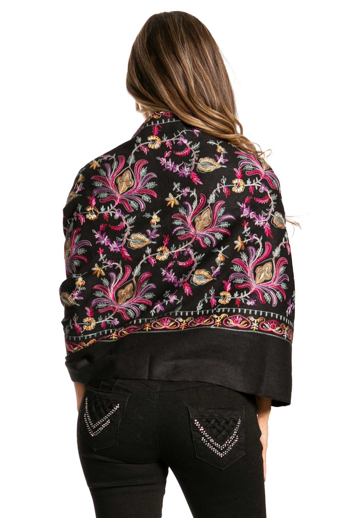 Sakkas Ginata Women's Large Casual Super Soft Embroidery Scarf Shawl Wrap Stole - Concordia Style Boutique