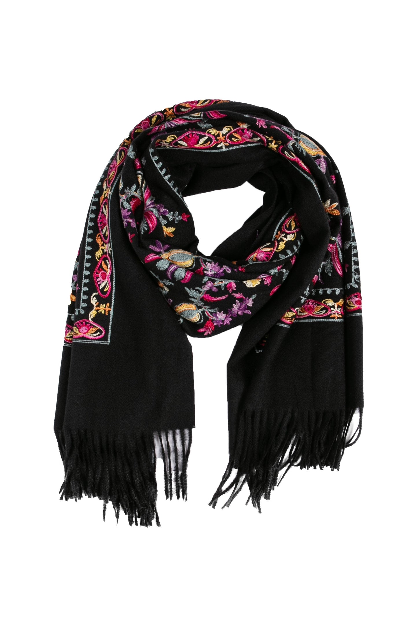 Sakkas Ginata Women's Large Casual Super Soft Embroidery Scarf Shawl Wrap Stole - Concordia Style Boutique