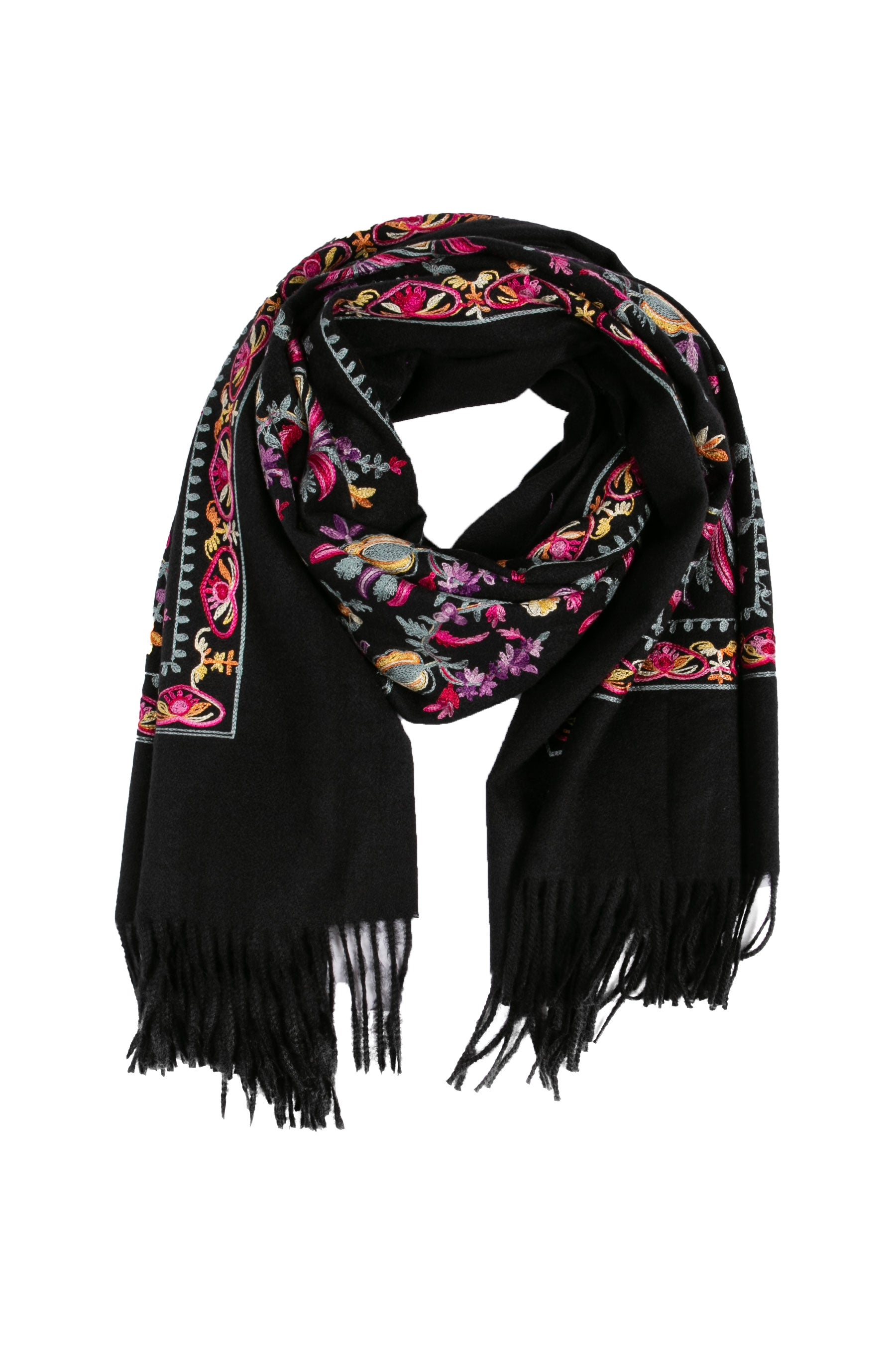 Sakkas Ginata Women's Large Casual Super Soft Embroidery Scarf Shawl Wrap Stole - Concordia Style Boutique