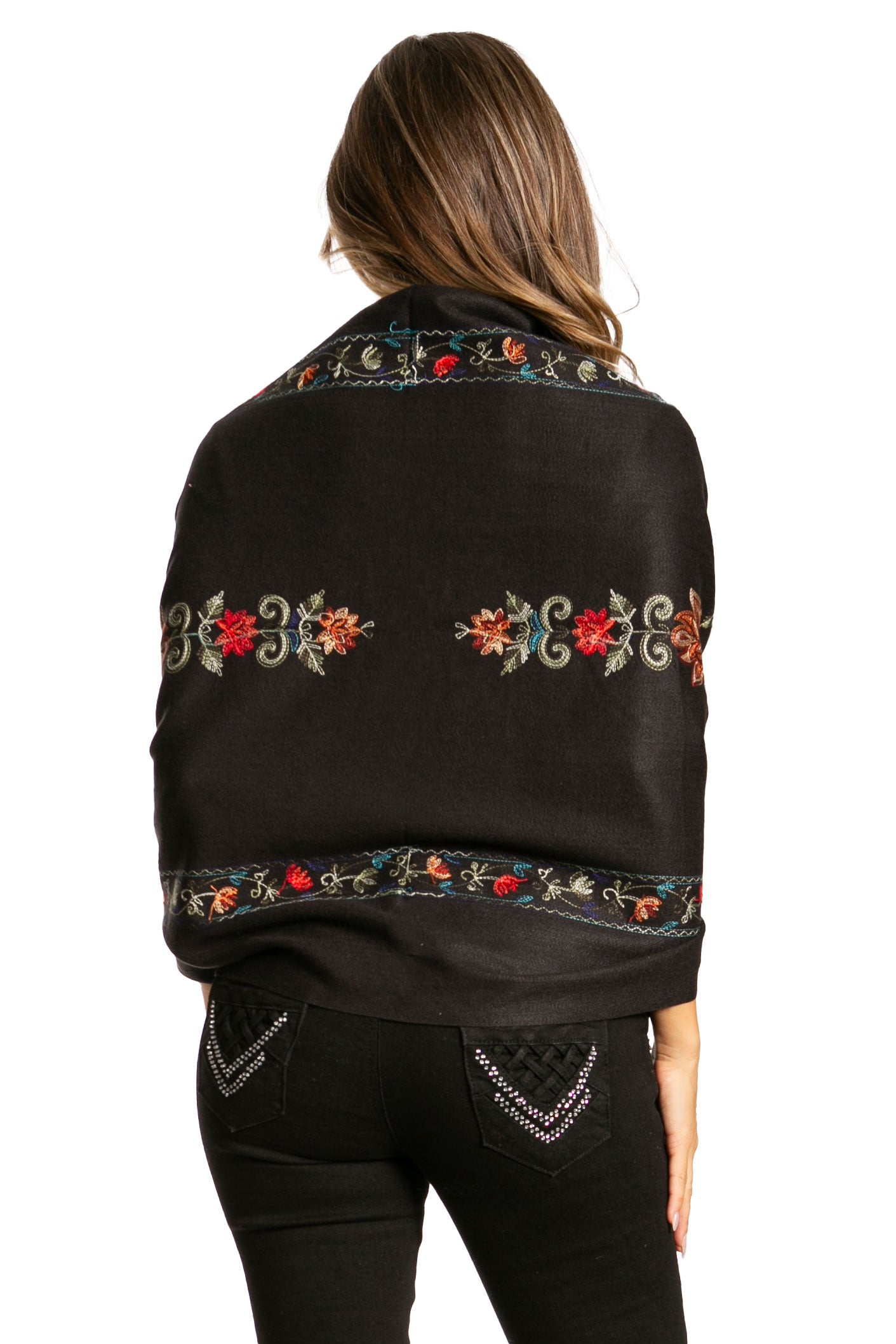 Sakkas Ginata Women's Large Casual Super Soft Embroidery Scarf Shawl Wrap Stole - Concordia Style Boutique