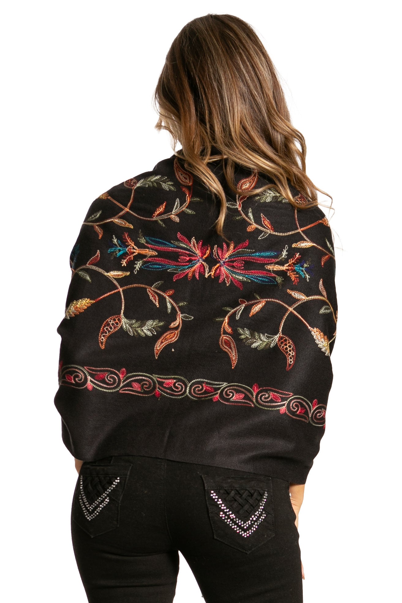 Sakkas Ginata Women's Large Casual Super Soft Embroidery Scarf Shawl Wrap Stole - Concordia Style Boutique