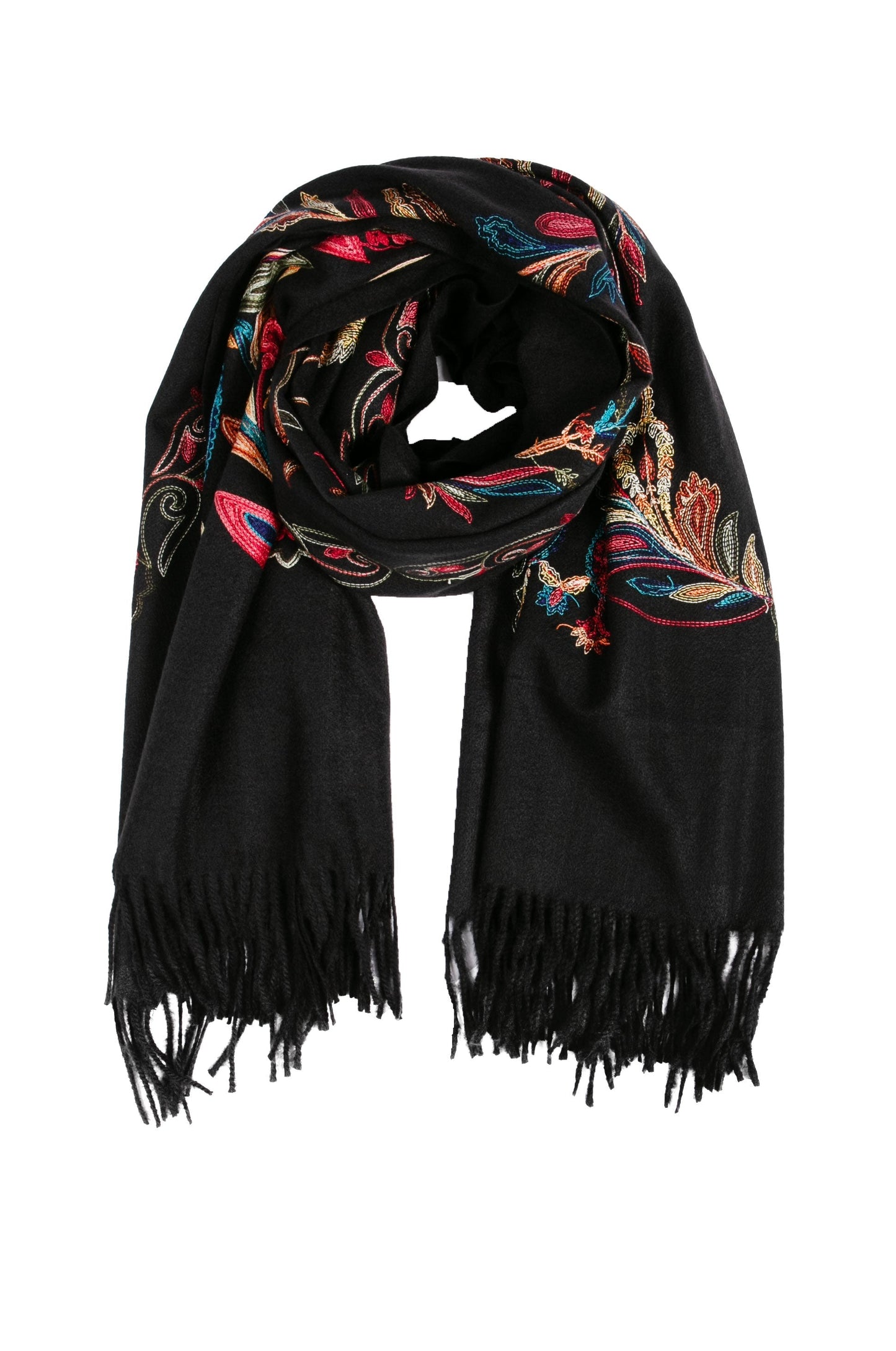 Sakkas Ginata Women's Large Casual Super Soft Embroidery Scarf Shawl Wrap Stole - Concordia Style Boutique