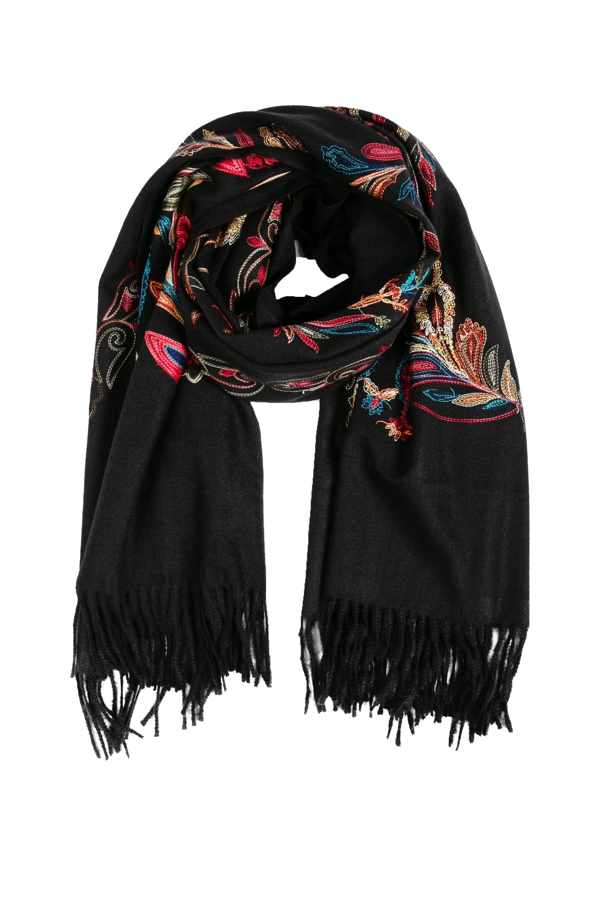 Sakkas Ginata Women's Large Casual Super Soft Embroidery Scarf Shawl Wrap Stole - Concordia Style Boutique