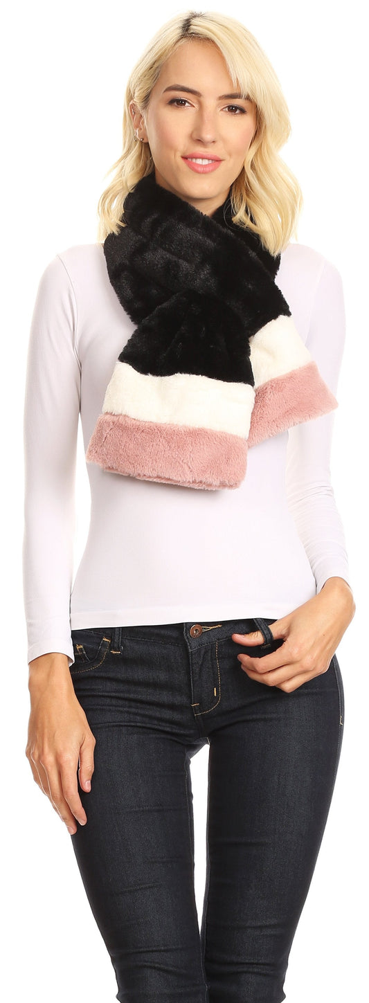 Sakkas Colette Faux Mink Warm Winter Soft Luxurious KeyHole Scarf - Concordia Style Boutique
