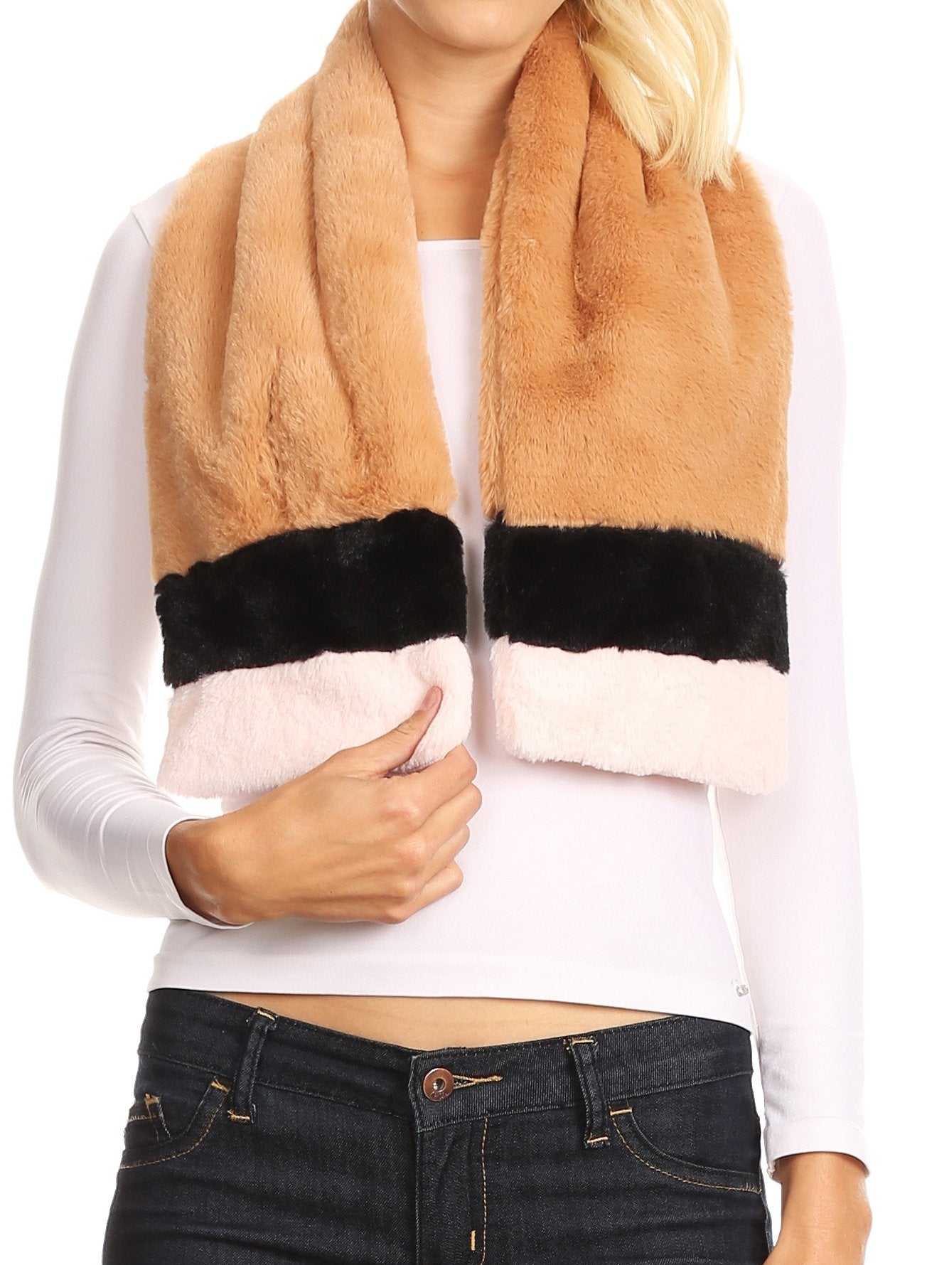 Sakkas Colette Faux Mink Warm Winter Soft Luxurious KeyHole Scarf - Concordia Style Boutique
