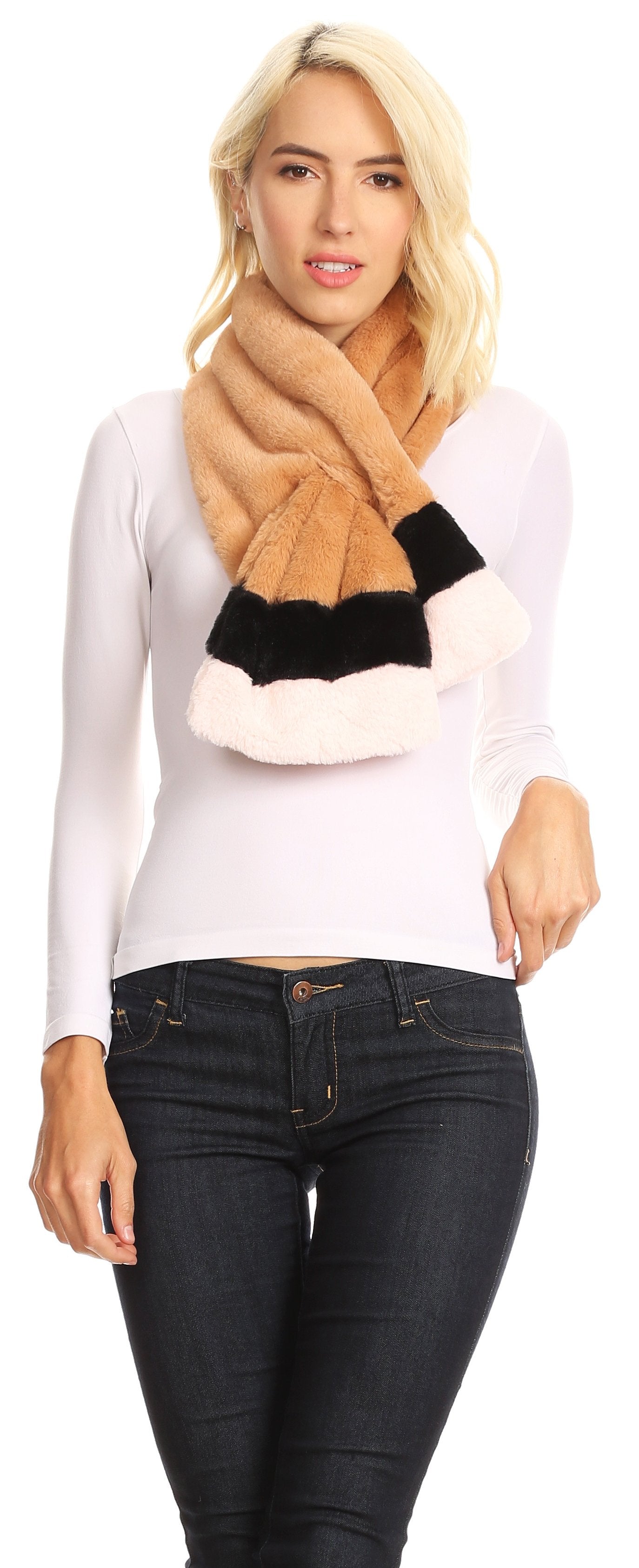 Sakkas Colette Faux Mink Warm Winter Soft Luxurious KeyHole Scarf - Concordia Style Boutique