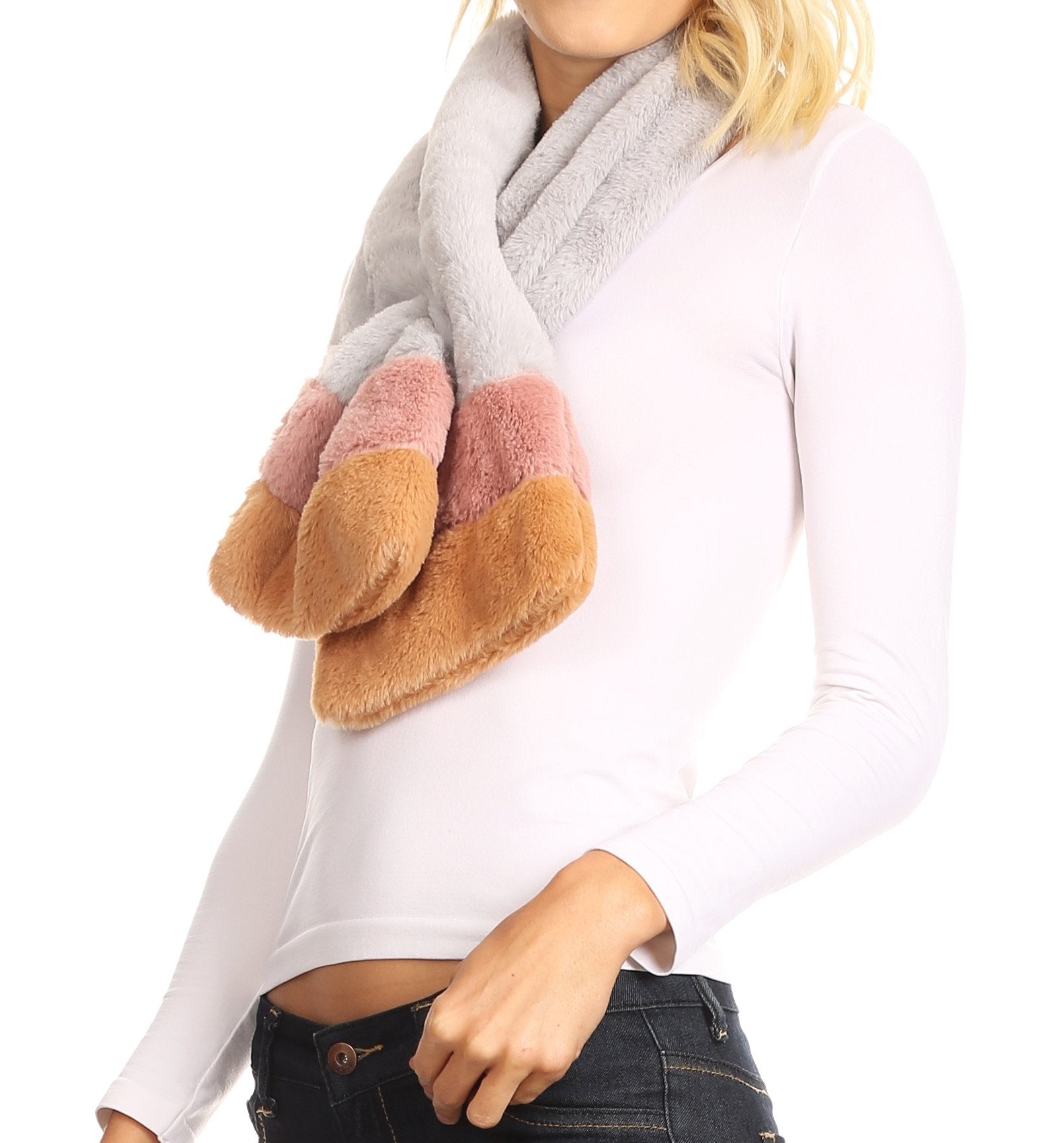 Sakkas Colette Faux Mink Warm Winter Soft Luxurious KeyHole Scarf - Concordia Style Boutique