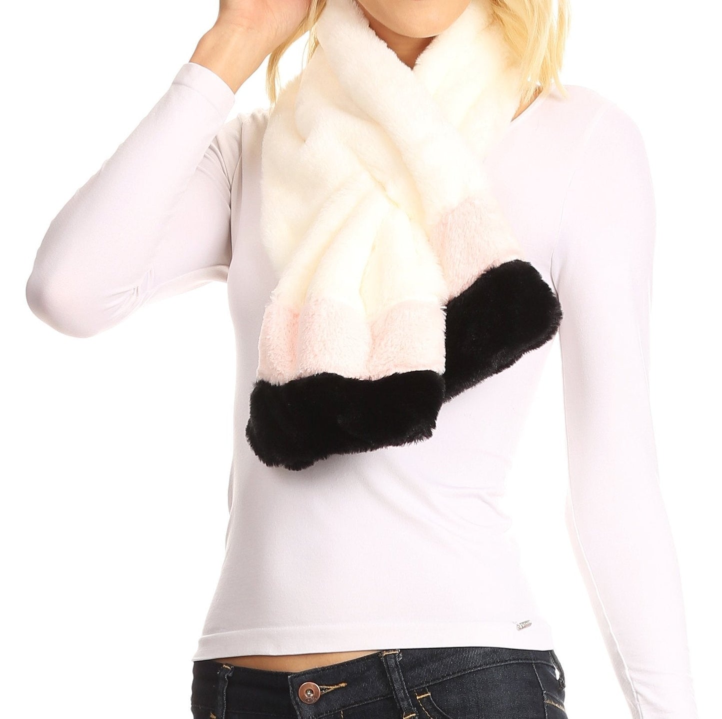 Sakkas Colette Faux Mink Warm Winter Soft Luxurious KeyHole Scarf - Concordia Style Boutique
