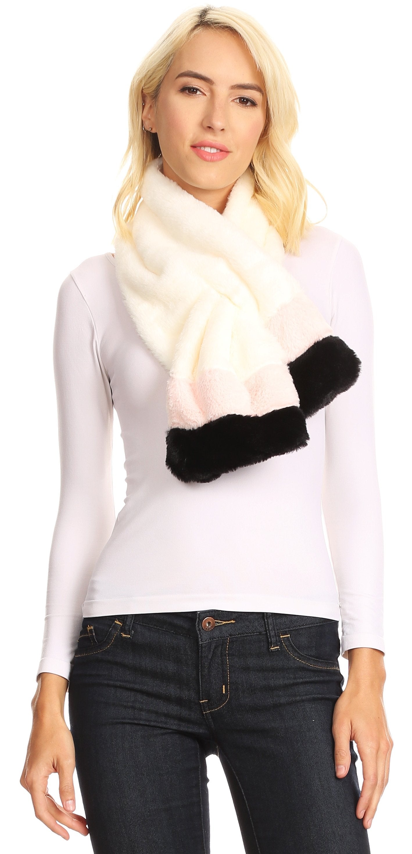 Sakkas Colette Faux Mink Warm Winter Soft Luxurious KeyHole Scarf - Concordia Style Boutique
