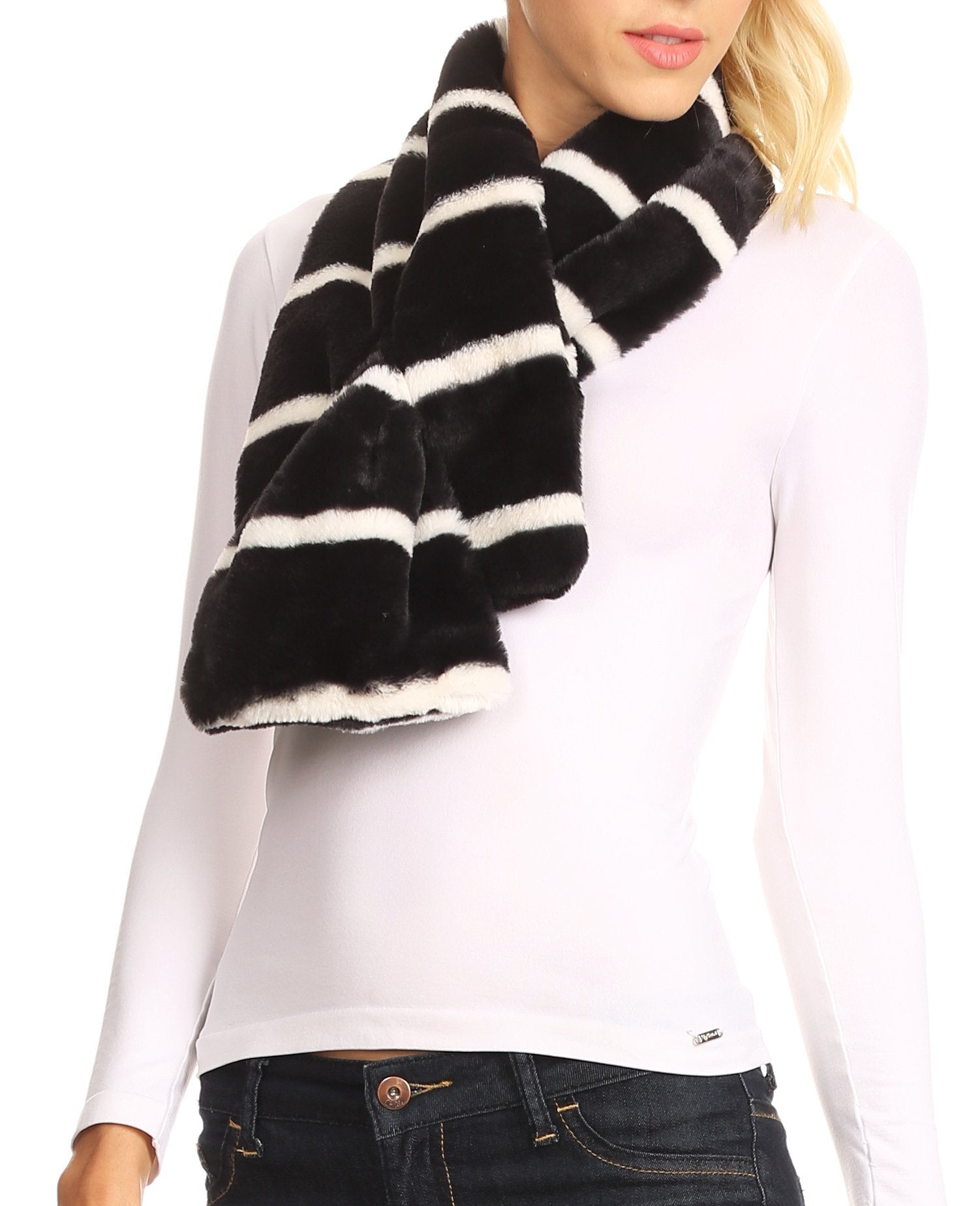 Sakkas Colette Faux Mink Warm Winter Soft Luxurious KeyHole Scarf - Concordia Style Boutique