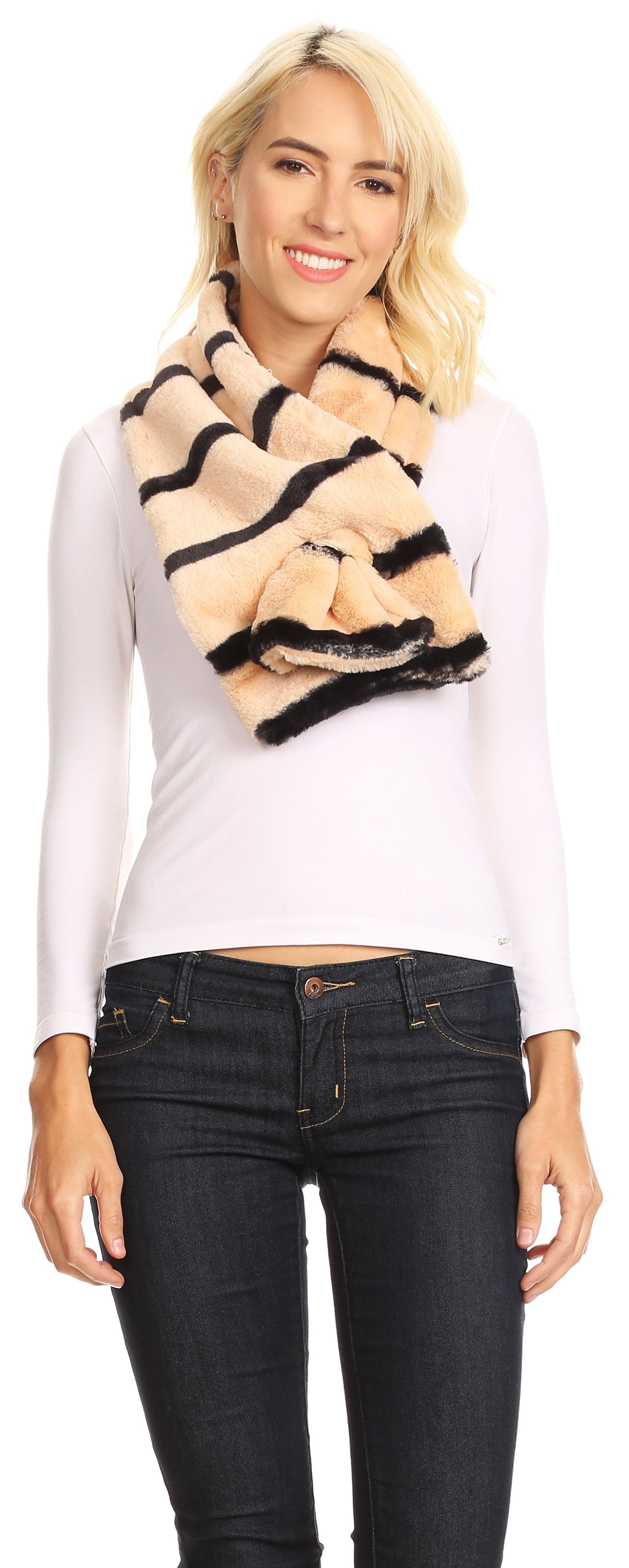 Sakkas Colette Faux Mink Warm Winter Soft Luxurious KeyHole Scarf - Concordia Style Boutique