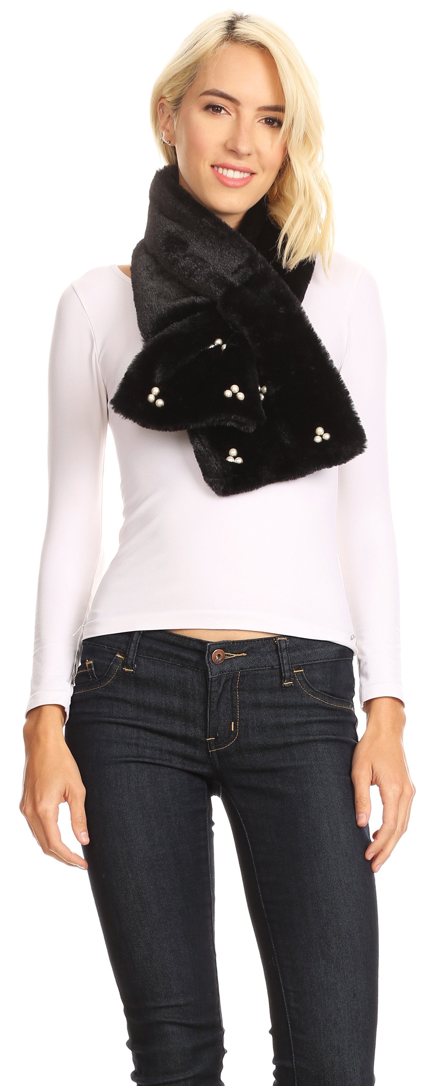 Sakkas Colette Faux Mink Warm Winter Soft Luxurious KeyHole Scarf - Concordia Style Boutique