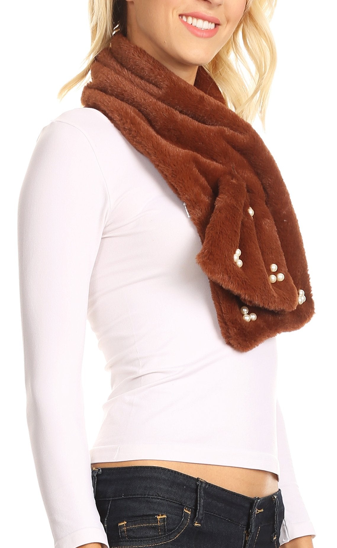 Sakkas Colette Faux Mink Warm Winter Soft Luxurious KeyHole Scarf - Concordia Style Boutique