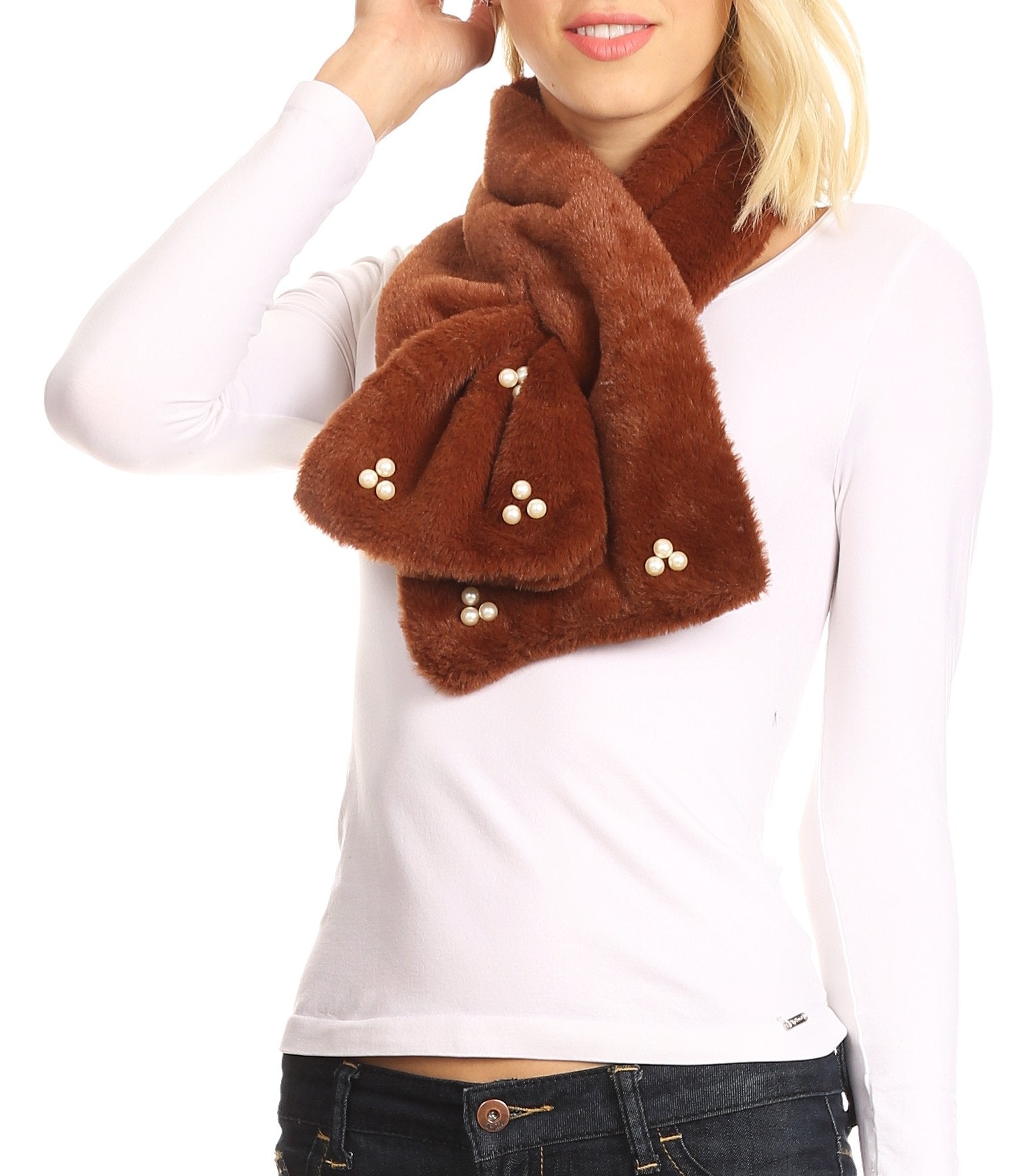Sakkas Colette Faux Mink Warm Winter Soft Luxurious KeyHole Scarf - Concordia Style Boutique