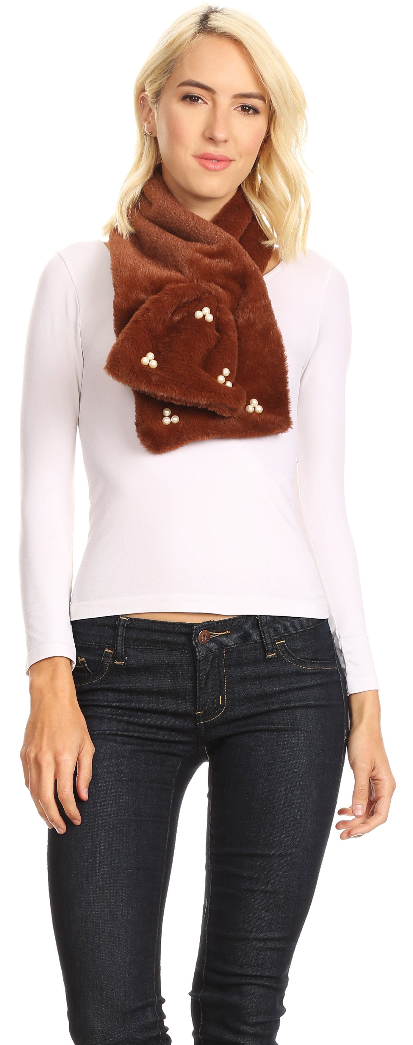 Sakkas Colette Faux Mink Warm Winter Soft Luxurious KeyHole Scarf - Concordia Style Boutique