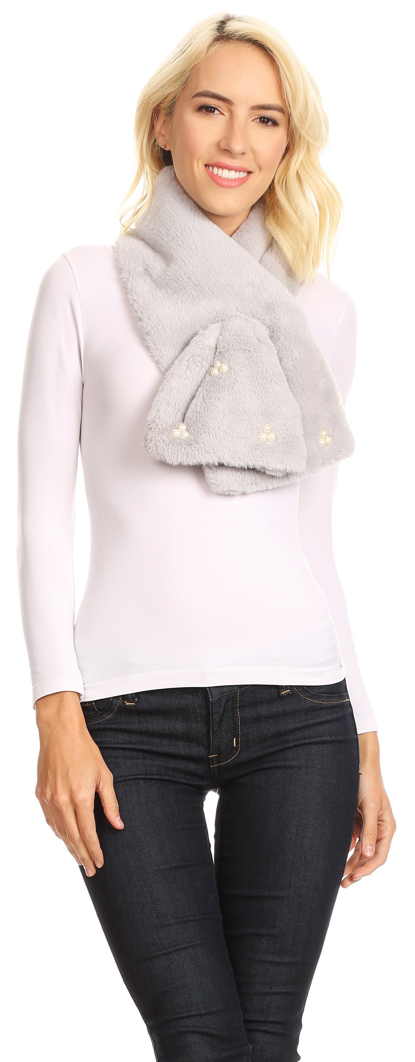 Sakkas Colette Faux Mink Warm Winter Soft Luxurious KeyHole Scarf - Concordia Style Boutique