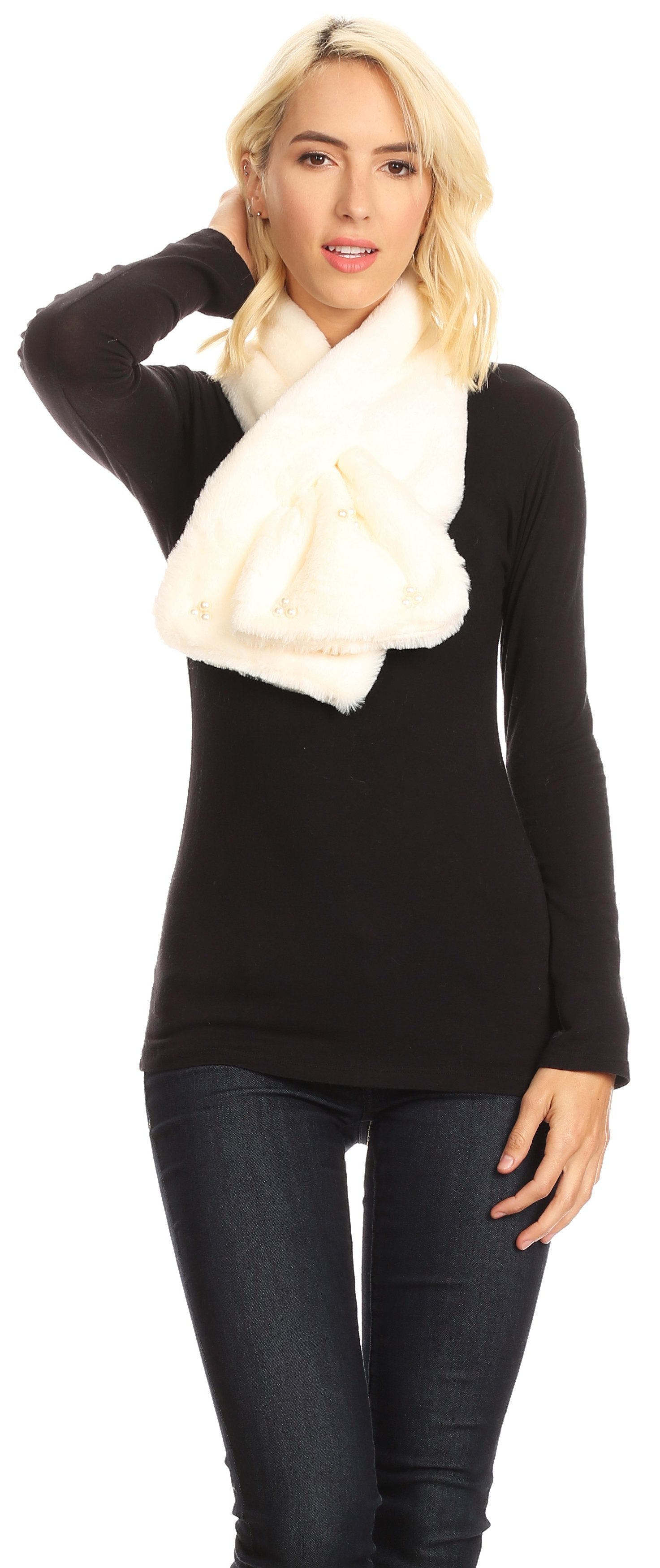 Sakkas Colette Faux Mink Warm Winter Soft Luxurious KeyHole Scarf - Concordia Style Boutique