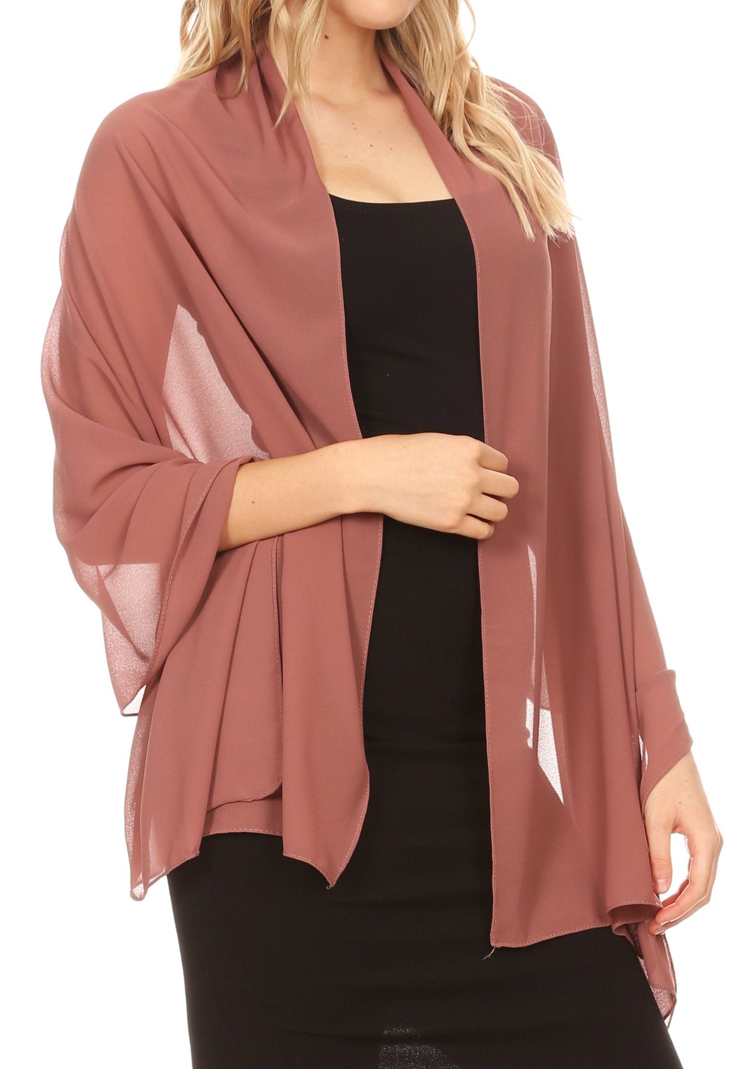 Sakkas Jona Women Soft Sheer Chiffon Bridal Wedding Evening Scarf Shawl Wrap Stole - Concordia Style Boutique