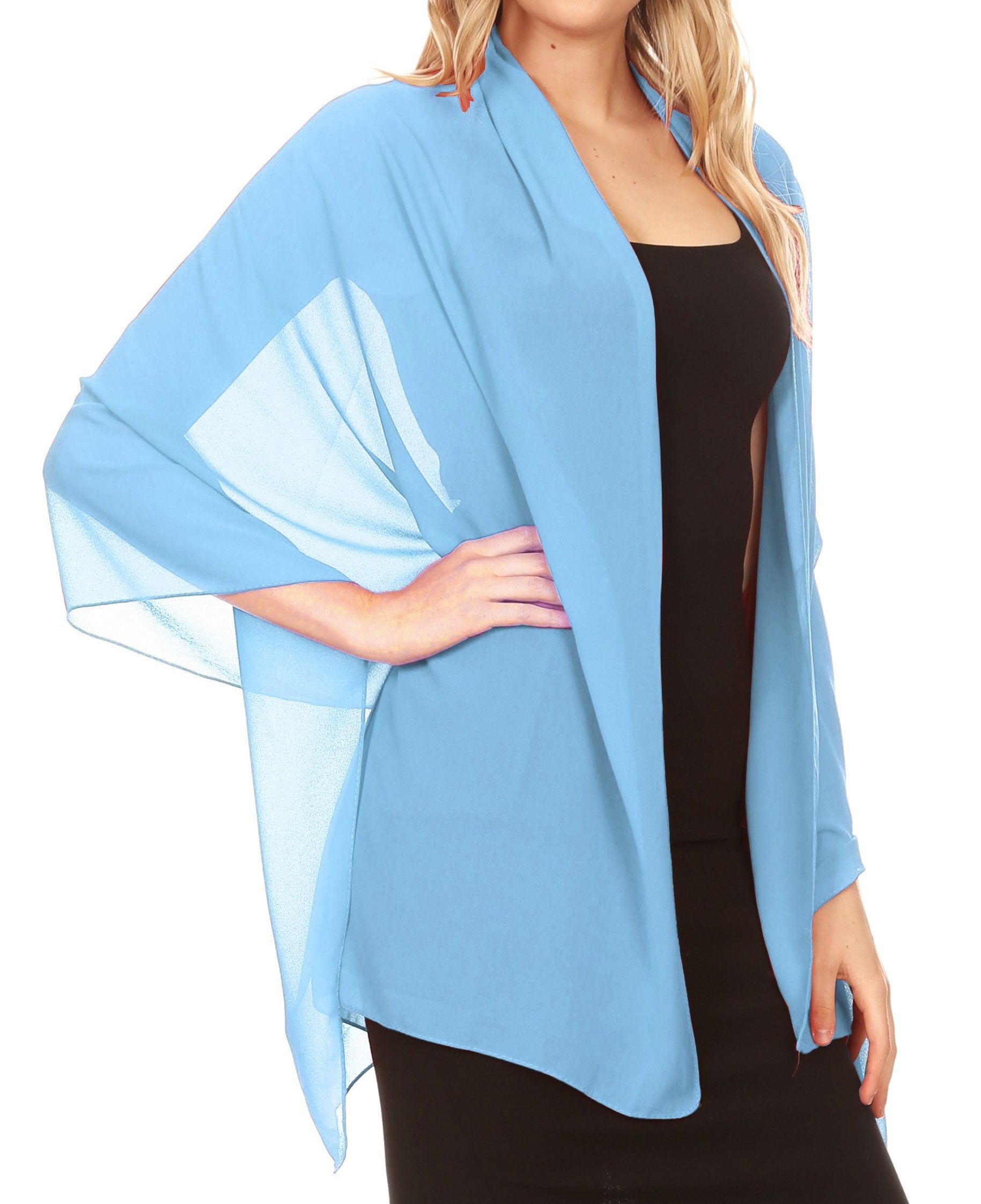 Sakkas Jona Women Soft Sheer Chiffon Bridal Wedding Evening Scarf Shawl Wrap Stole - Concordia Style Boutique