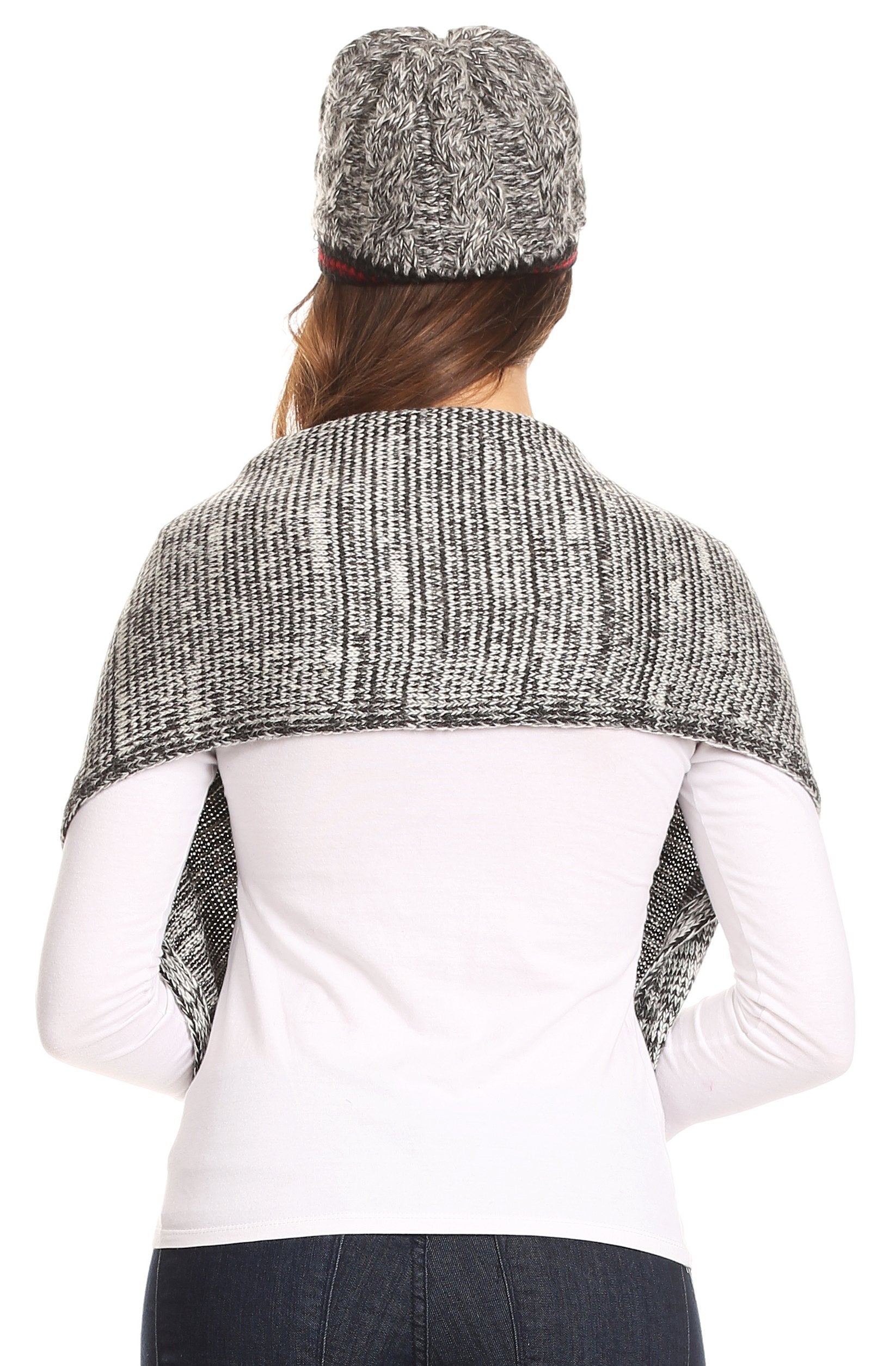 Sakkas Theo Unisex Warm Winter Heather and stripes Knit Hat & Scarf Set - Concordia Style Boutique