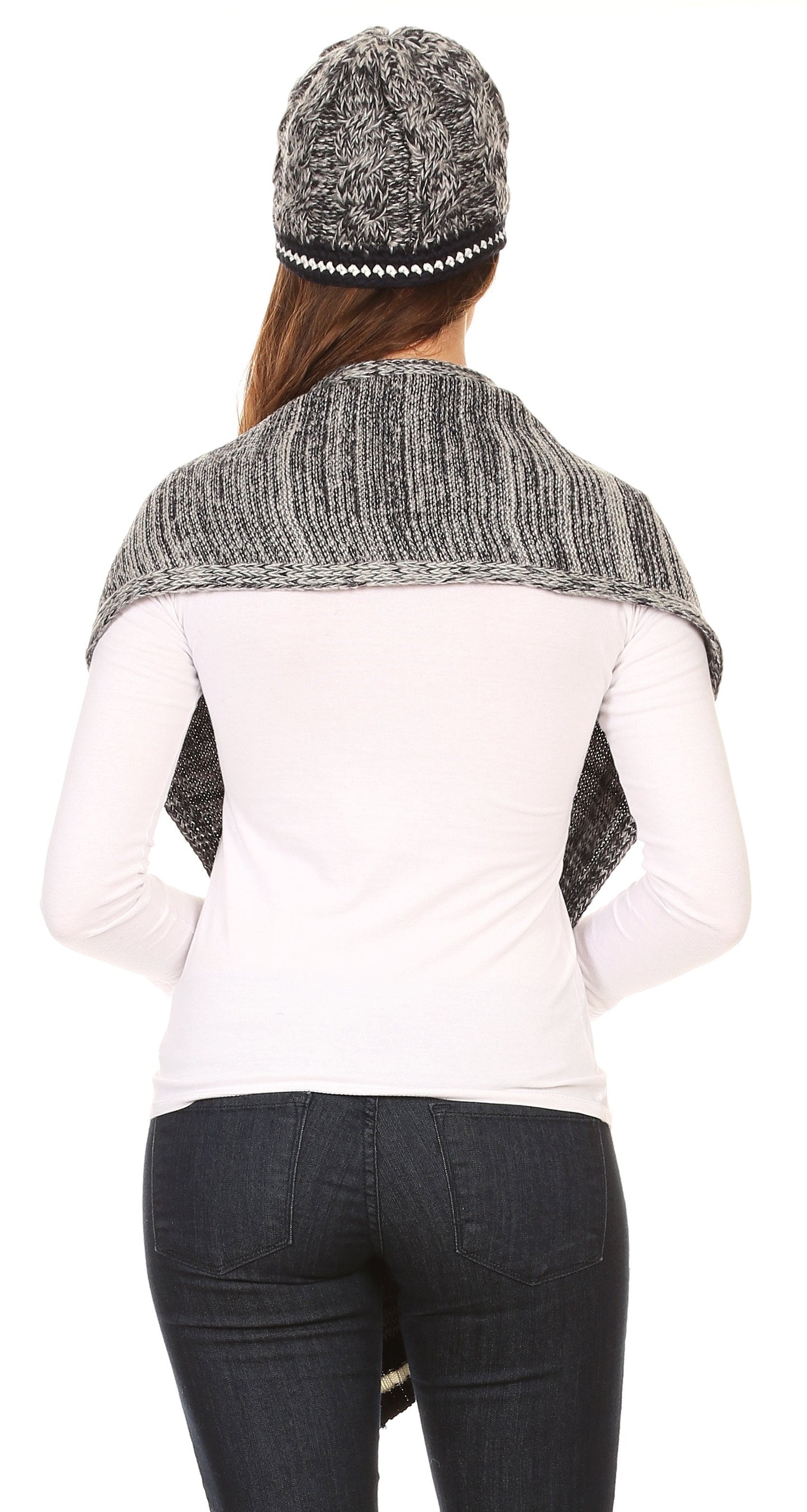 Sakkas Theo Unisex Warm Winter Heather and stripes Knit Hat & Scarf Set - Concordia Style Boutique