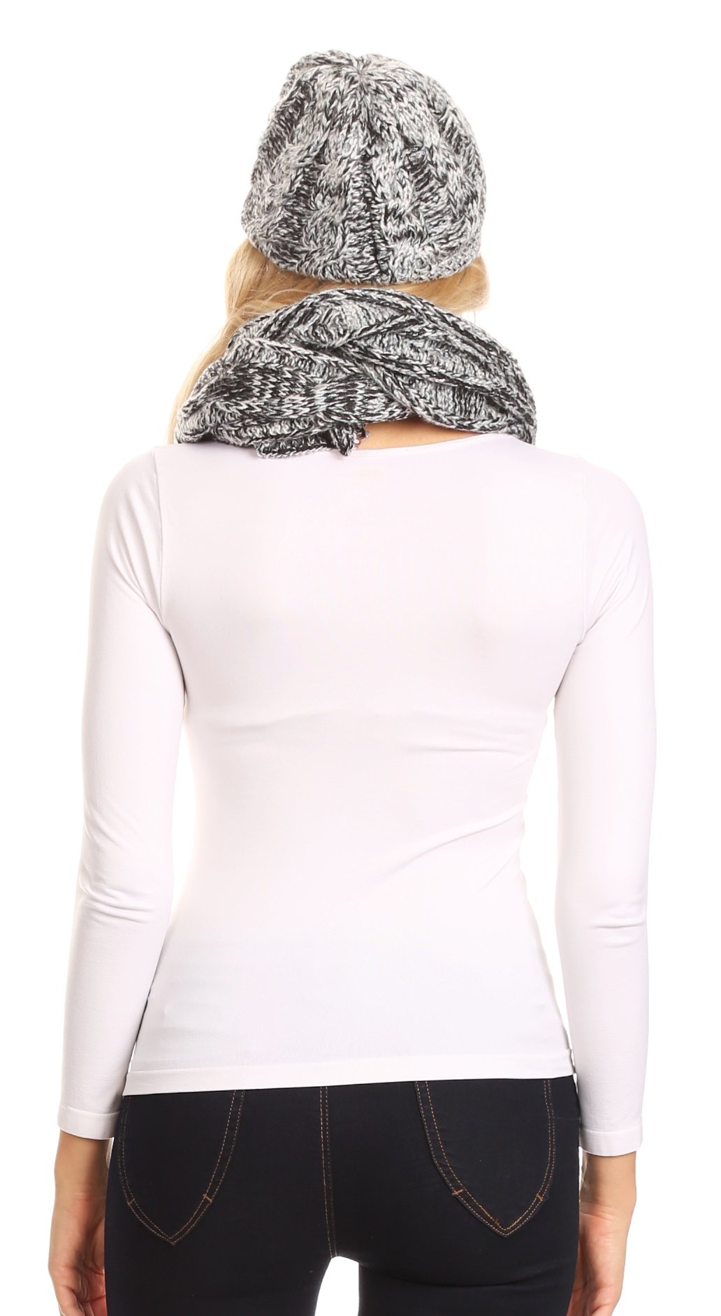 Sakkas Coline Soft Heather Chunky Cable knit Hat and Scarf Set Warm Cozy Winter - Concordia Style Boutique