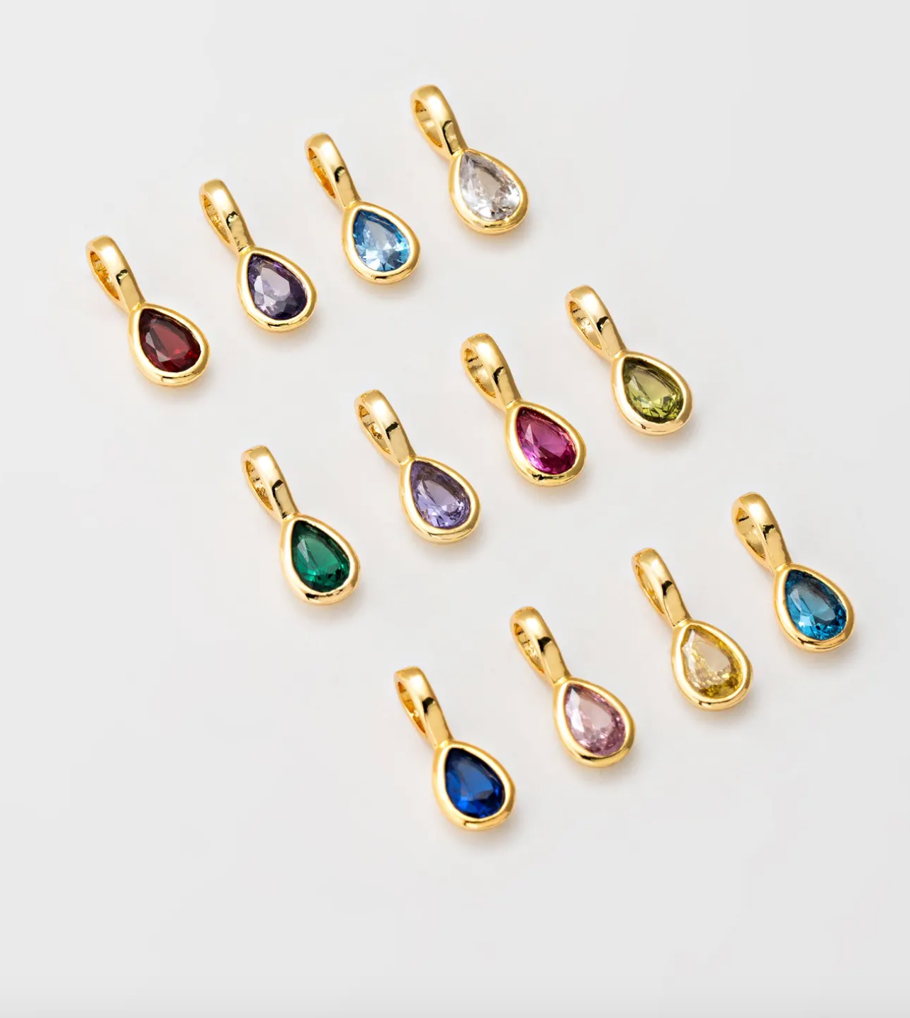 TEARDROP BEZEL BIRTHSTONE CHARM - Concordia Style Boutique