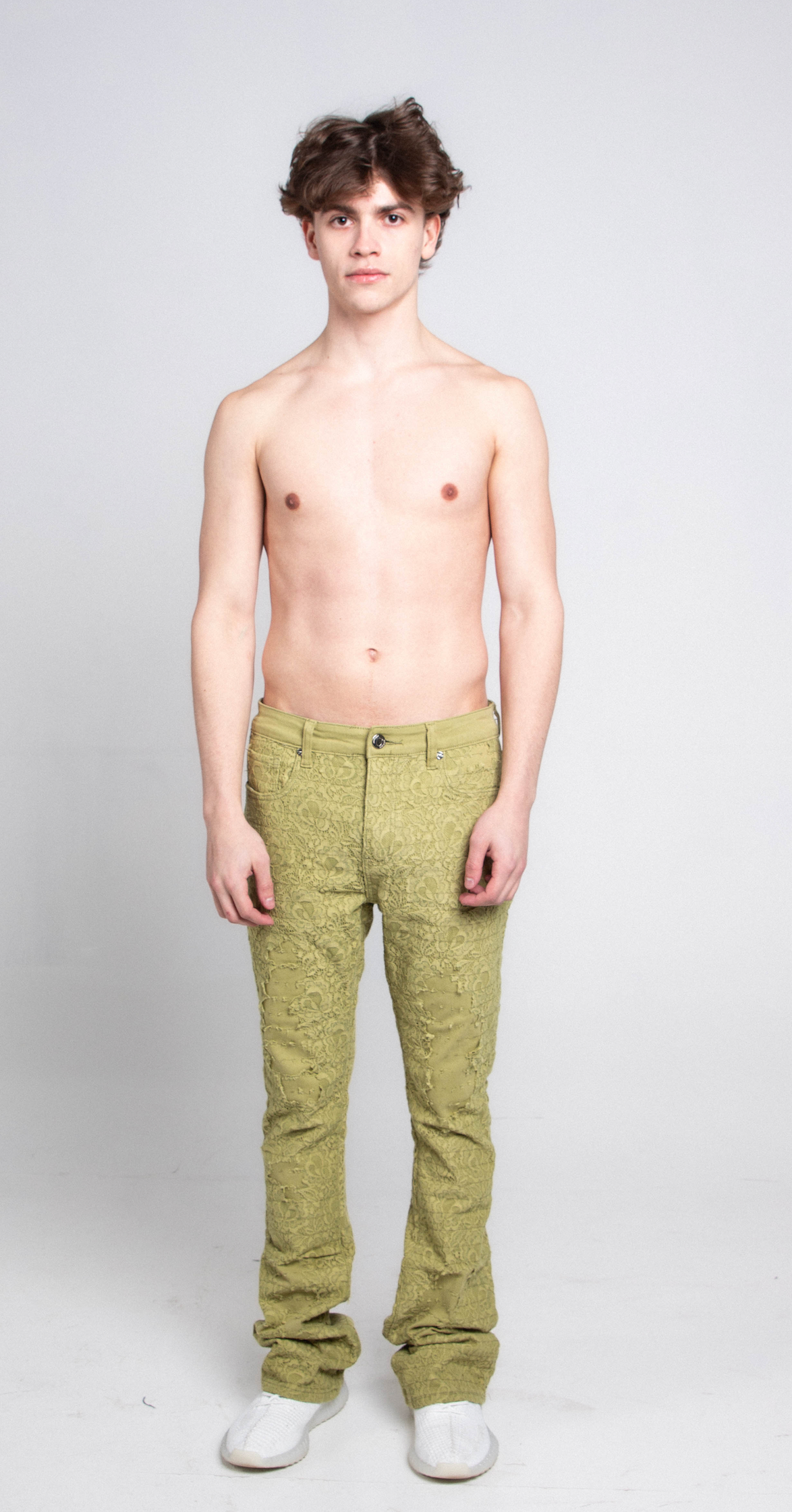 AJS692 LACE LAYERS STACKED JEANS