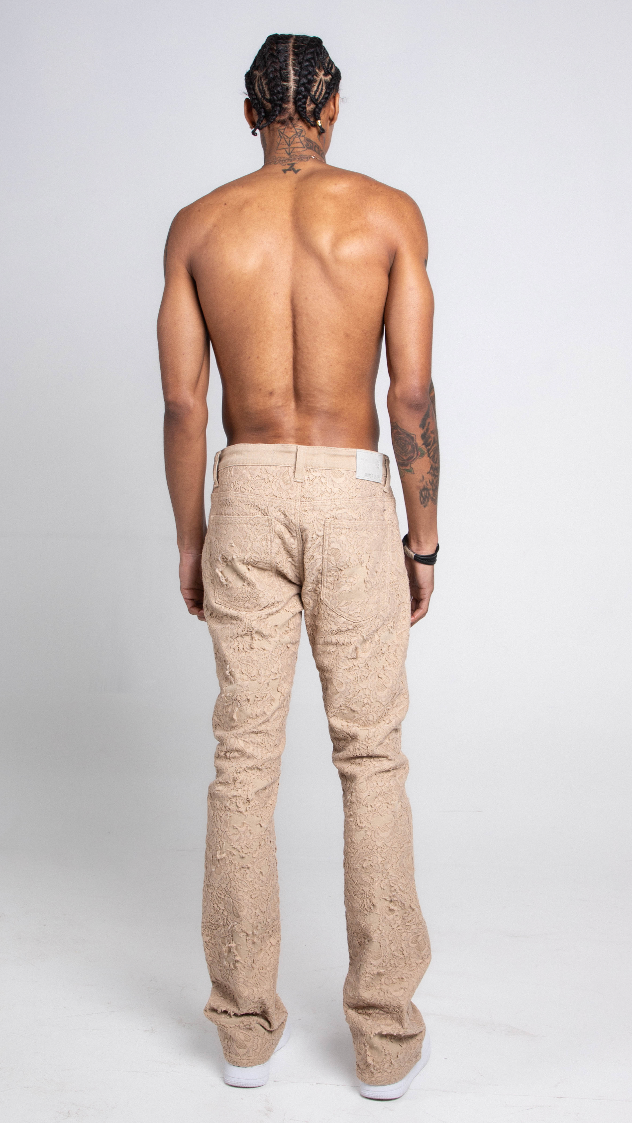 AJS692 LACE LAYERS STACKED JEANS