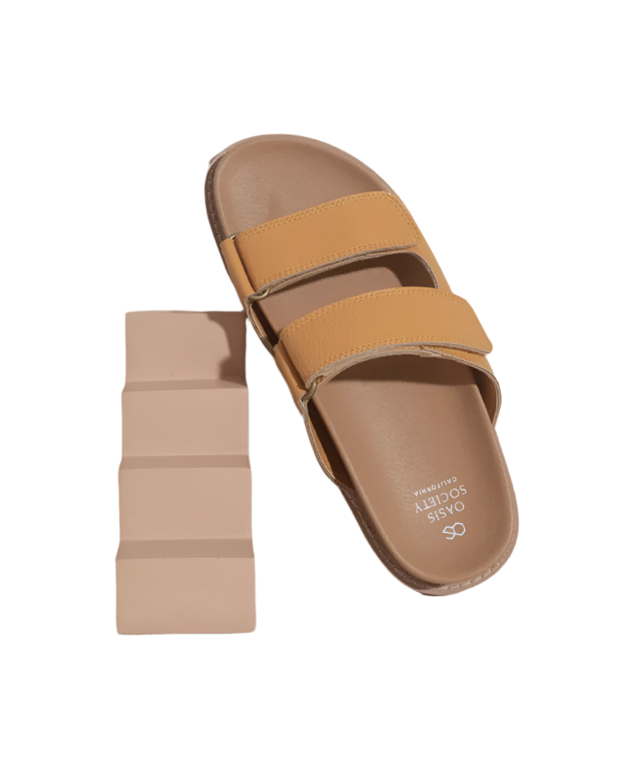 OASIS SOCIETY Sienna Cognac - Double Strap Slide Sandals