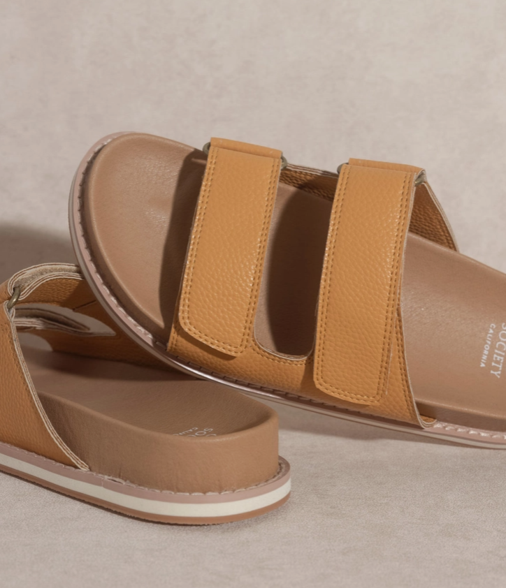 OASIS SOCIETY Sienna Cognac - Double Strap Slide Sandals