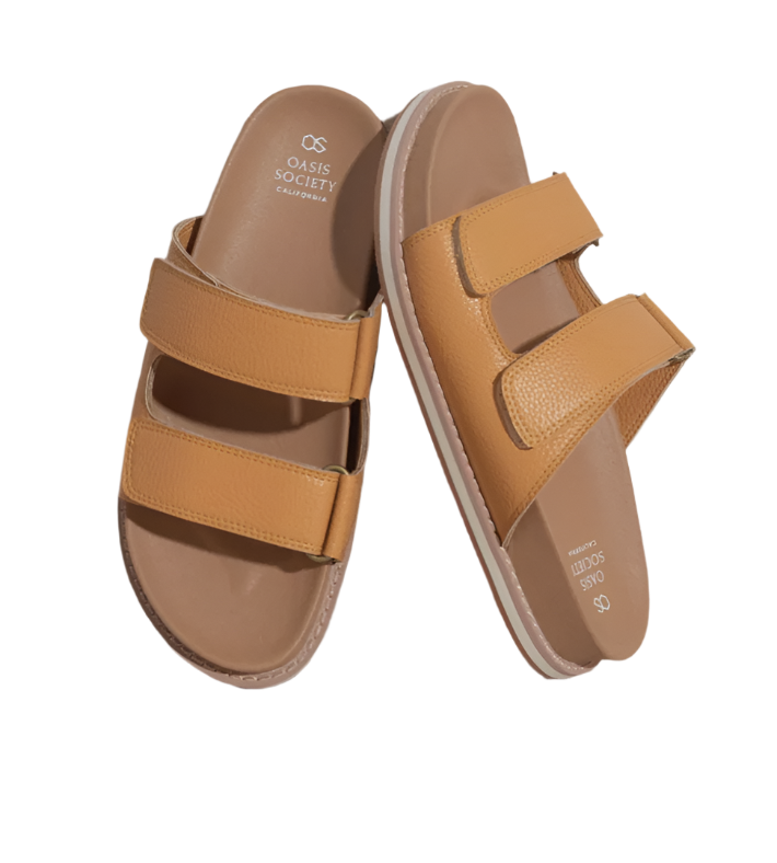 OASIS SOCIETY Sienna Cognac - Double Strap Slide Sandals