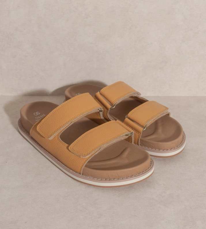 OASIS SOCIETY Sienna Cognac - Double Strap Slide Sandals