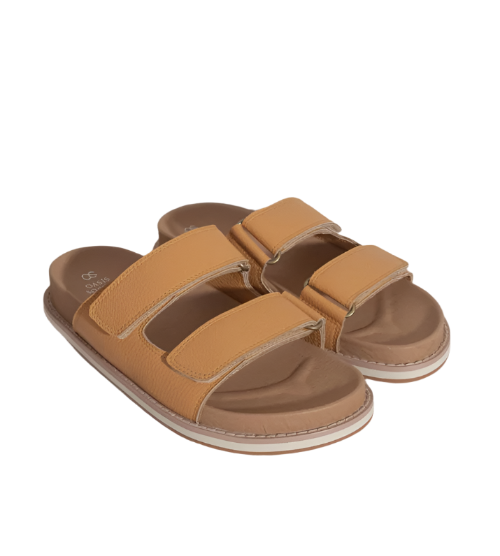 OASIS SOCIETY Sienna Cognac - Double Strap Slide Sandals