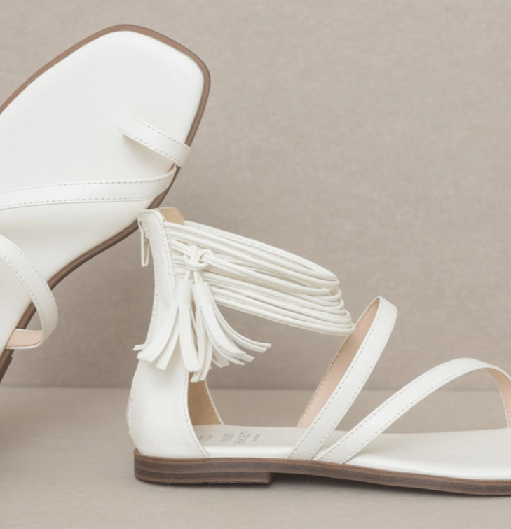 Oasis Society - Abril White Strappy Ankle Wrap Sandal