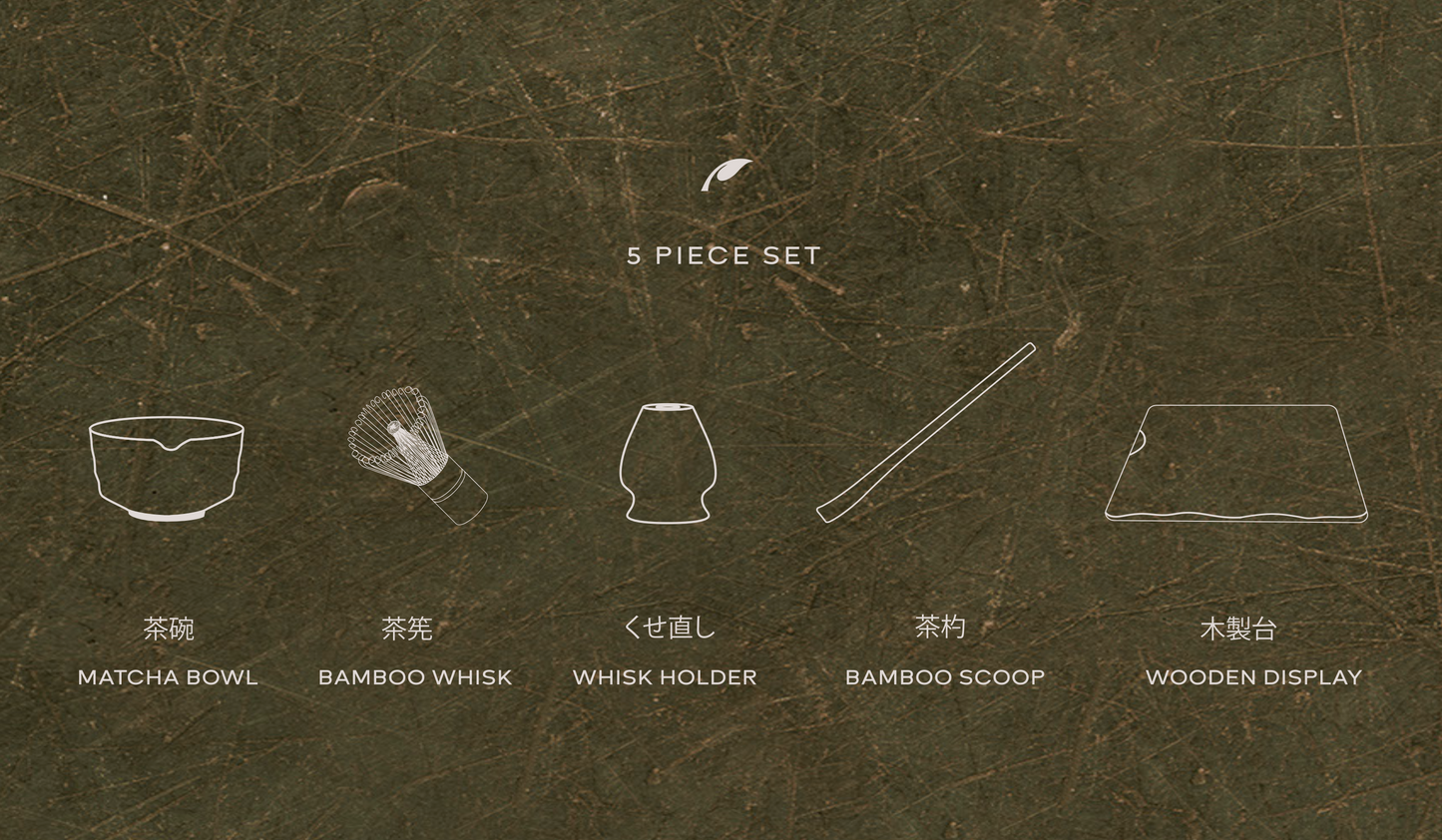 5 Piece Matcha Whisk Set with Wooden Display Board – Perfect for Smooth Frothy Matcha Preparation