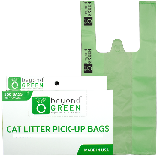 Plant-Based Cat Litter Pick-Up Bags with Handles - 100 bags