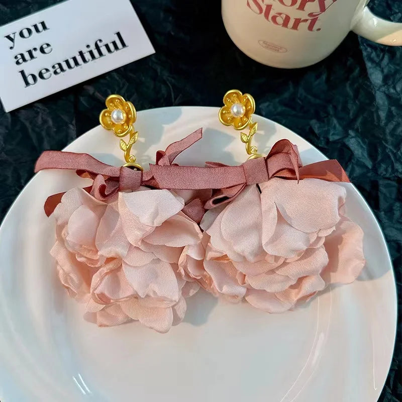 Handmade Cotton Long Tassel  Earrings