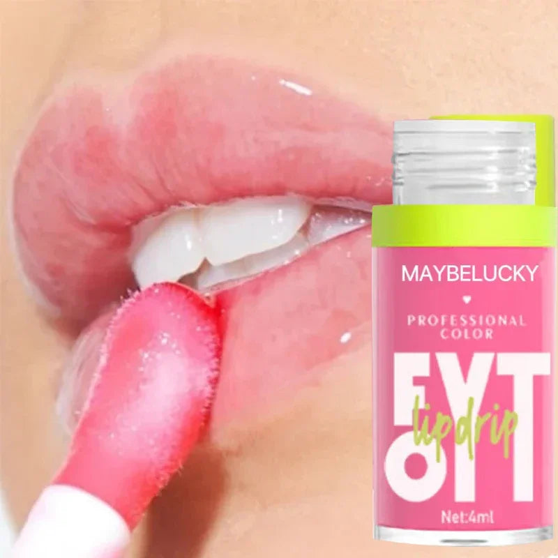 Glitter Lip Gloss Lip Plumper Moisturizing Makeup Nutritious Liquid Lipstick Transparent Cherry Mineral Non-stick Cup Lip Oil