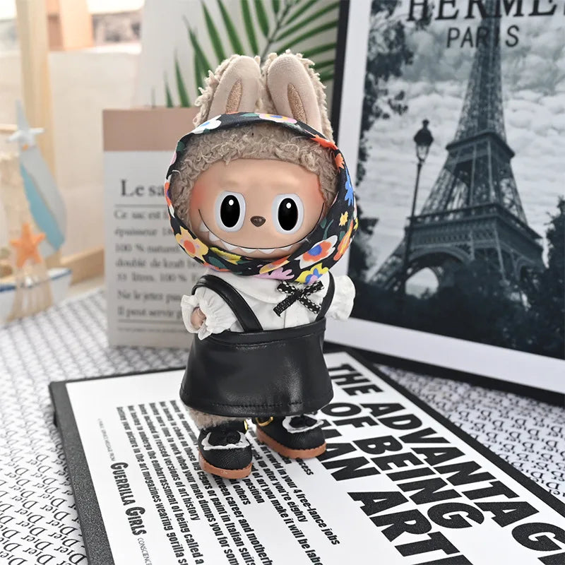 Labubu Doll Clothes – Leather Jacket & Macaron Dress