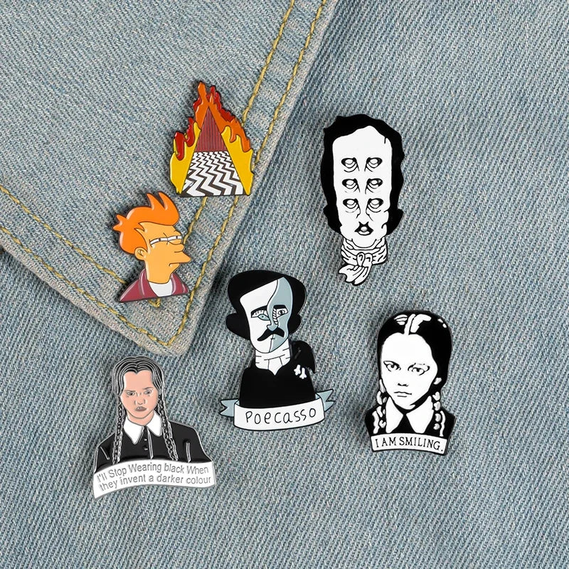 Edgar Allan Poe Enamel Pin Brooch Badge for Bag Lapel Clothes Cap Jewelry