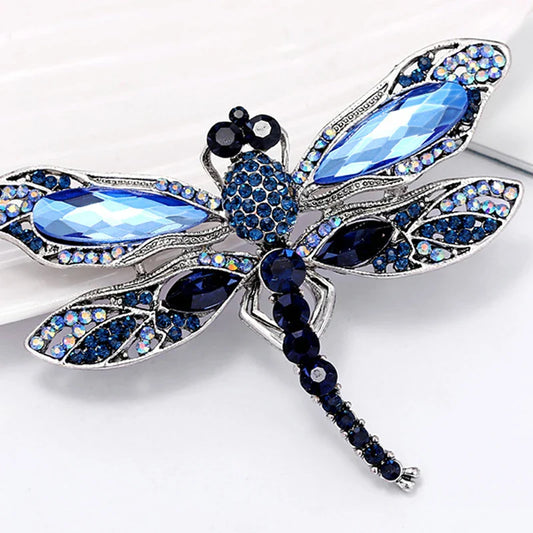 Blue Crystal Dragonfly Brooches for Women - High Grade Fashion Jewelry Pins