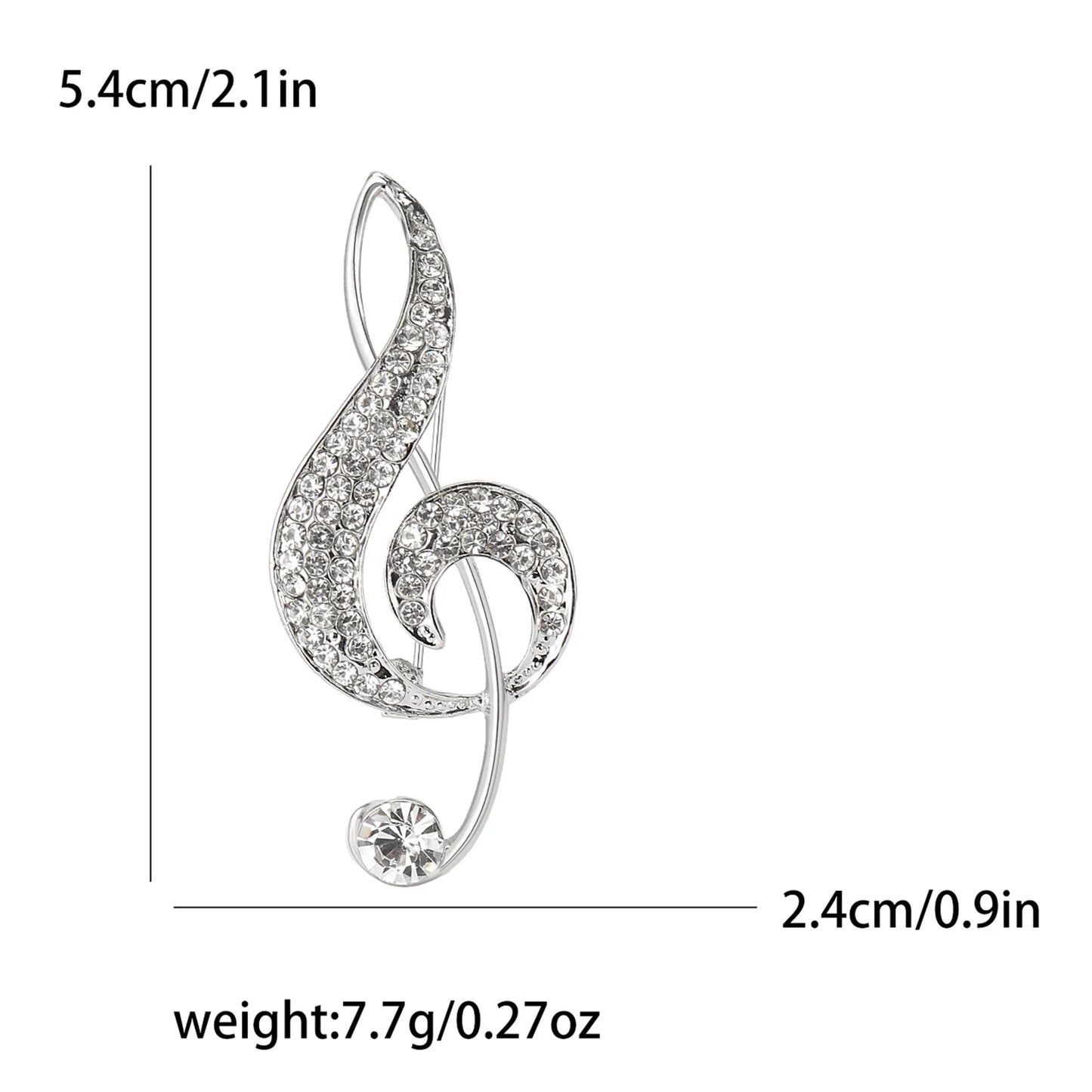 Rhinestone Piano Music Note Brooch Pin Jewelry Accessories