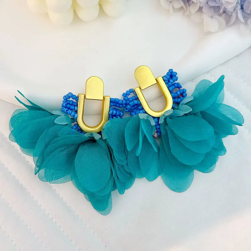 Handmade Cotton Long Tassel  Earrings