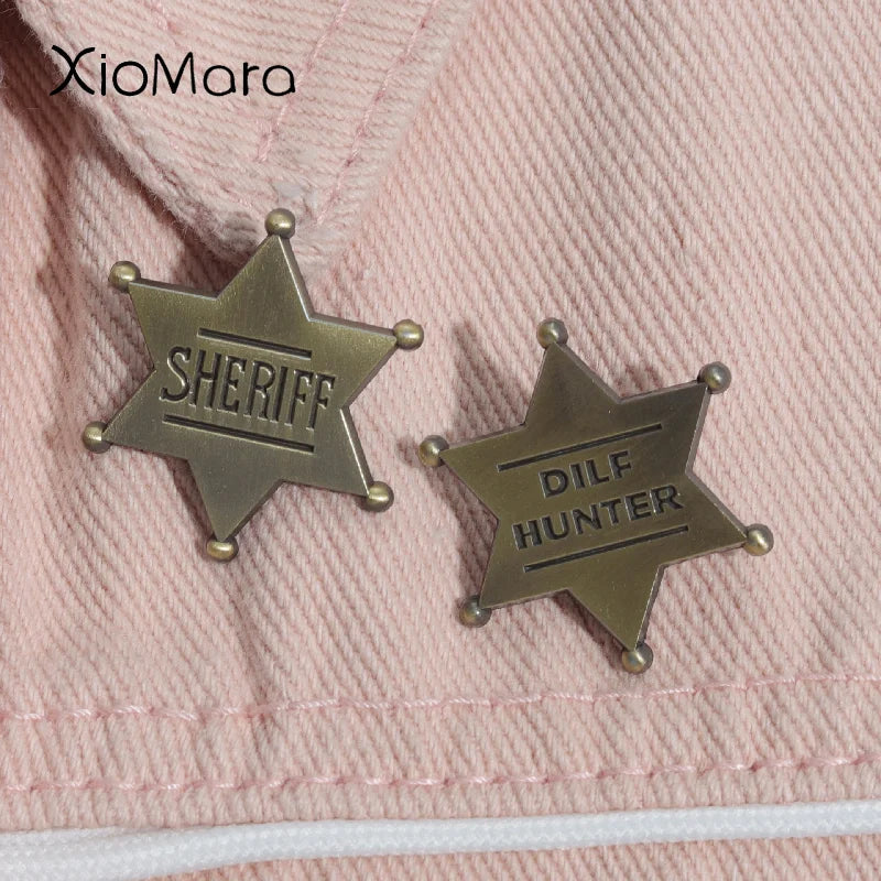 Vintage Sheriff Badge Pin Western Police Lapel Brooch Kids Christmas Gift