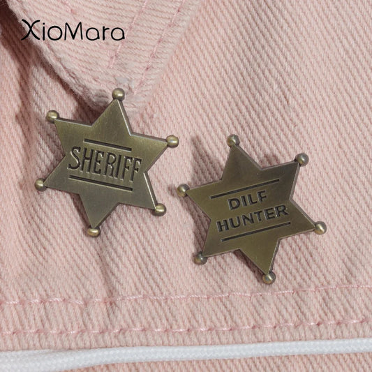Vintage Sheriff Badge Pin Western Police Lapel Brooch Kids Christmas Gift
