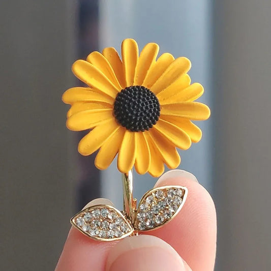 Enamel Rhinestone Sunflower Brooch Fashion Accessory Gift
