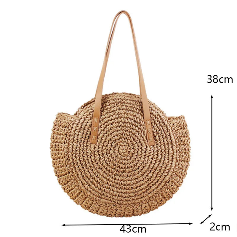 Round Straw Beach Bag